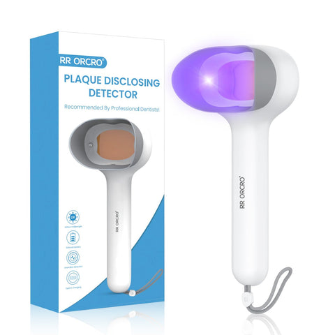 Upgraded Dental Plaque Detector Light, Rechargable Tooth Plaque Disclosing Tester Teething Dental Calculus Discloser Shows Plaque Display Lamp for Kids and Adults Correcting Brushing Habits (White B)