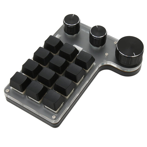 gernie 12 Key 3 Knob Mechanical Keyboard Customized Shortcut Keys Red Keypad for Switch Game Office Drawing, Keyboards (Wireless BT(Inbuilt Battery Included))