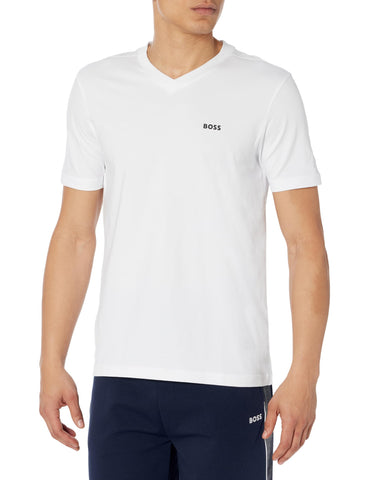 BOSS Small Logo Cotton Vneck Short Sleeve Tshirt