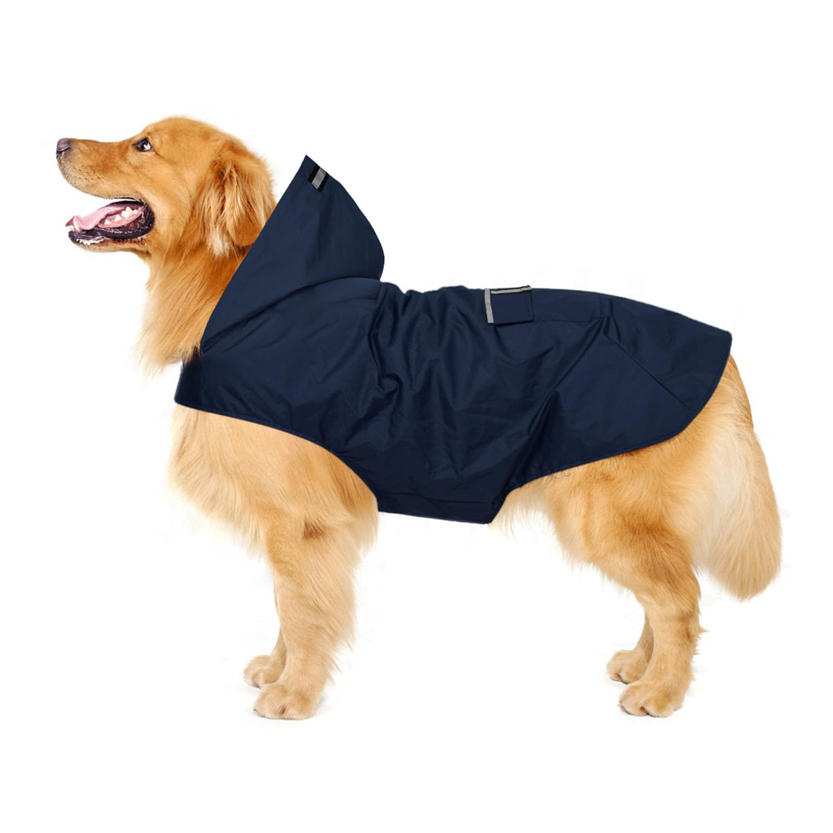 Zellar Dog Raincoat with Hood, Collar Hole, 100% Waterproof Ultra-Light Breathable Rainwear Rain Jacket with Safe Reflective Strips for Medium to Large Dog, Blue, 6XL