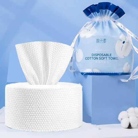 OUGEER 100 piece/roll Disposable Cleaning Face Towel, Non-woven Fabric Disposable Wet and Dry Cotton Soft Towel, Disposable Beauty Towels