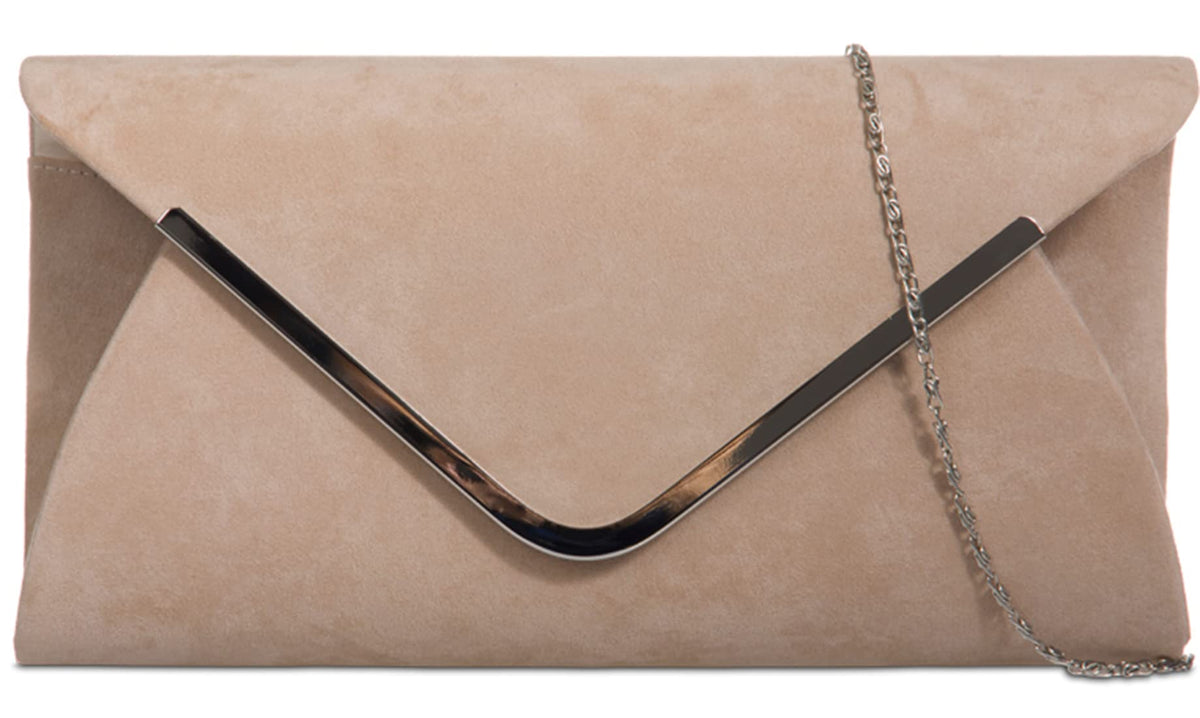 LeahWard Womens Suede Flap Clutch Wedding Bag Evening Handbags 320 (Nude)