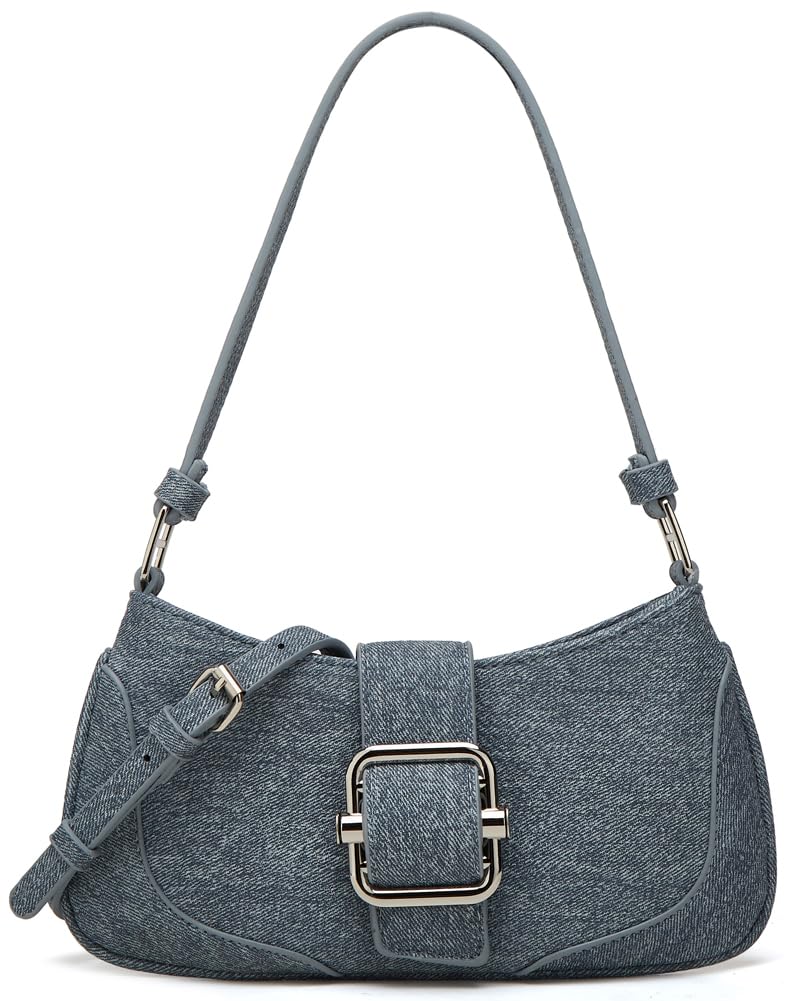 Molodo Denim Shoulder Bag for Women Chic Crossbody Bag Canvas Hobo Bag Mini Evening Clutch Purse