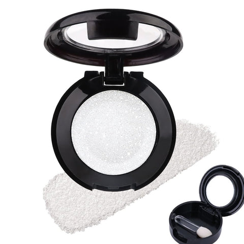 Pearl White Matte Shimmer Sparkle Single Mini Eyeshadow,Silver White Eyeshadow Powder Apply Makeup Easily,Comes With Eyeshadow Brush and Mirror,Long Lasting Waterproof Blendable Eyeshadow Nude