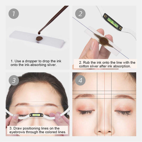 Eyebrow Tattoo Ruler, Professional Microblading Line Marker Ruler Eyebrow Ruler Sticker More Symmetrical, Eyebrow Tattoo Positioning Tool Horizontal Ruler Liquid 0.07Ml For Makeup(Silver)