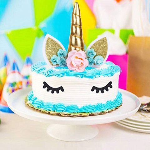 Unicorn Cake Topper with Eyelashes (Multicolour)