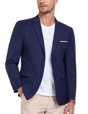 Mens Suit Jacket Solid Two Button Business Blazer for Men Notched Lapel Slim Fit Daily Casual Sport Coat, Navy Blue, S