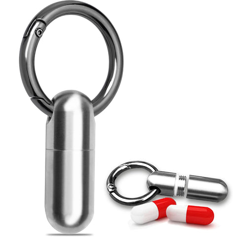 Autuveen Keychain Pill Holder,Titanium Small Pill Case Portable Travel Pill Box for Purse Wallet Pocket,Waterproof Daily Pill Container Organizer Fob for Outdoor Camping