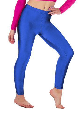 Re Tech UK - Girls' Shiny Stretchy Dance & Gymnastics Leggings - Footless - Elastic Lycra Sportswear for Kids - Great for Gymnastic Outfits - Many Colours to Choose (5-6 Years, Royal Blue)