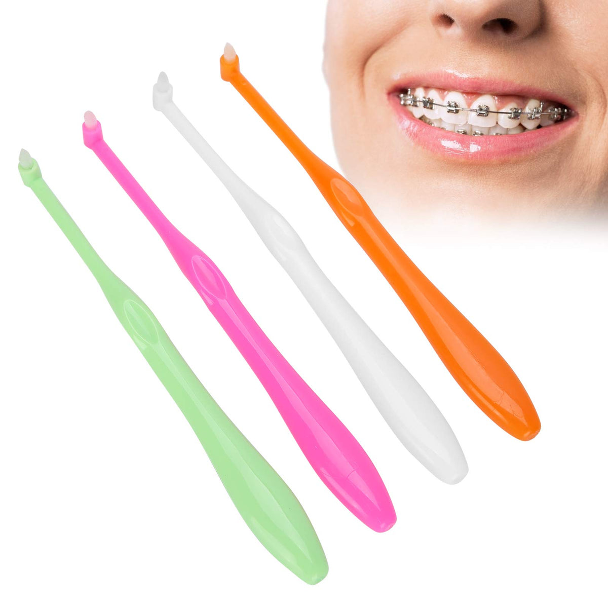 ZJchao 4pcs Dental Toothbrush, Single-Head Toothbrushes for Teeth Braces, Soft Small Head Floss Interdental Cleaners Toothbrush