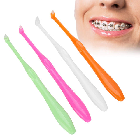 ZJchao 4pcs Dental Toothbrush, Single-Head Toothbrushes for Teeth Braces, Soft Small Head Floss Interdental Cleaners Toothbrush