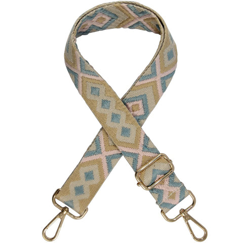 Duwi Wide Purse Strap Jacquard Guitar Style Strap Multicolor Canvas Adjustable Crossbody Bag Strap(n,brown,pinkblue)