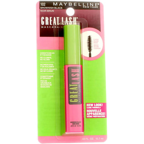 Maybelline Great Lash Washable Mascara, Brownish Black [102], 0.43 oz (Pack of 12)
