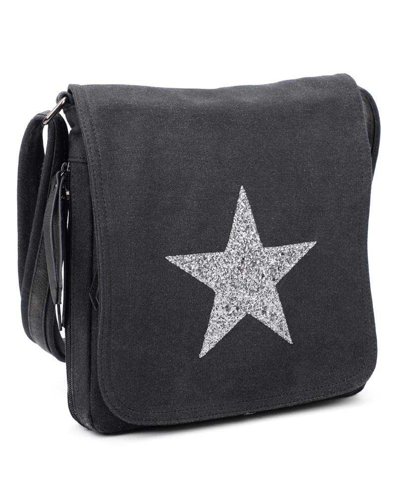 Women Sparkling Glitter Golden Star Shoulder Bag Travel Cross Body Bag Casual Messenger Bag Perfect for Casual Work Or School UseÃƒÆ’Ã†â€™Ãƒâ€šÃ‚Â¯ÃƒÆ’Ã¢â‚¬Å¡Ãƒâ€šÃ‚Â¼ÃƒÆ’Ã¢â‚¬Â¹ÃƒÂ¢Ã¢â€šÂ¬Ã‚Â Black)