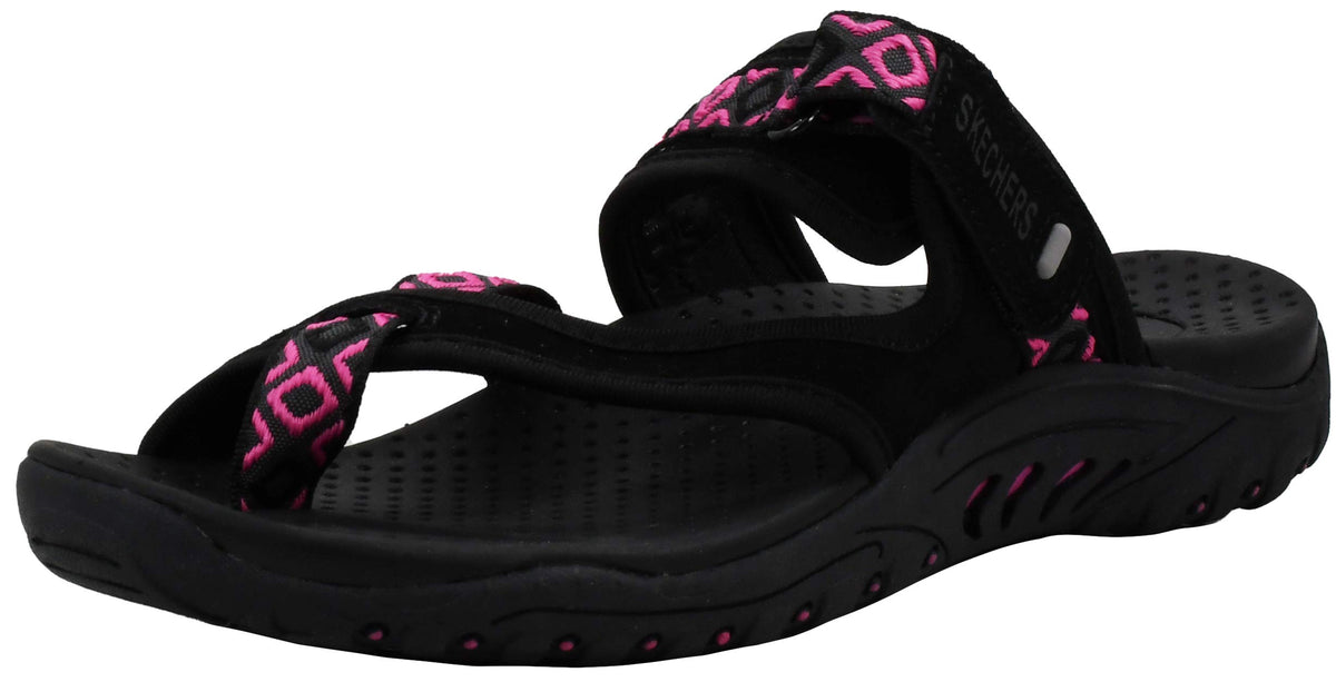 Skechers Women's Reggae-Trailway Black/Fuchsia Flip Flop 7.5 M US