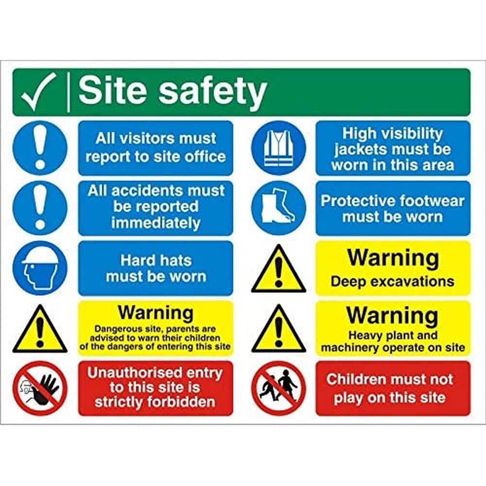 Seco Site Safety, All Visitors Must Report to Site Office Sign, 600mm x 450mm - 3mm Foam PVC