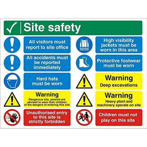 Seco Site Safety, All Visitors Must Report to Site Office Sign, 600mm x 450mm - 3mm Foam PVC