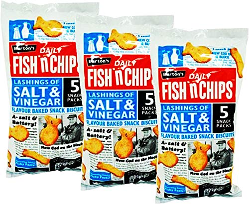 Burtons Fish N Chips Salt Vinegar Flavour Baked Snack Biscuits (15 packs x 25g)