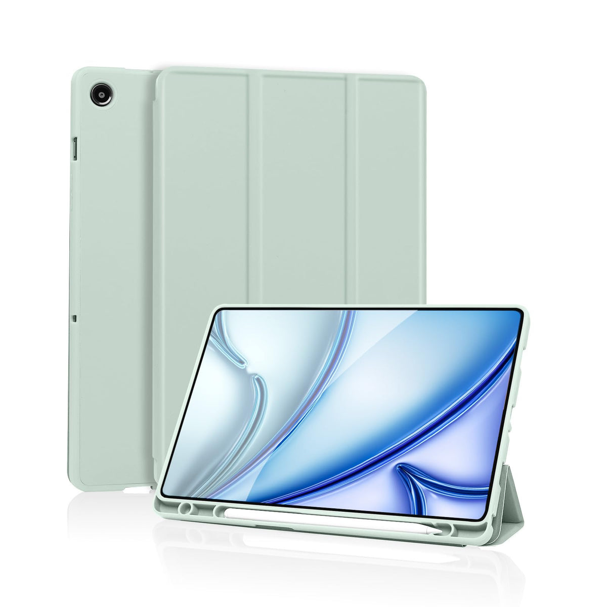 Case for Samsung Galaxy Tab A9 Plus Tablet Case with Pencil Holder, Slim Smart Protective Case with Soft TPU Back, Auto Sleep/Wake Cover for Samsung Galaxy Tab A9+ 11 Case (Pale Green)