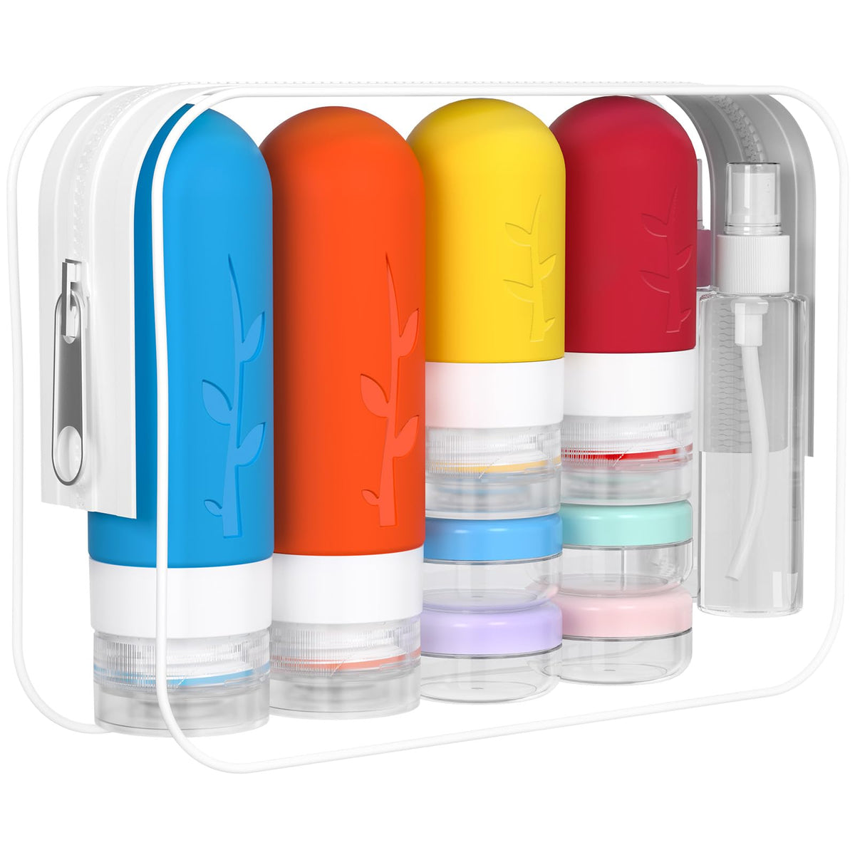 DEPOZA 16 Pack Travel Bottles Set - TSA Approved Leak Proof Silicone Squeezable Containers for Toiletries, Conditioner, Shampoo, Lotion & Body Wash Accessories (16 pcs/R2 Pack), White