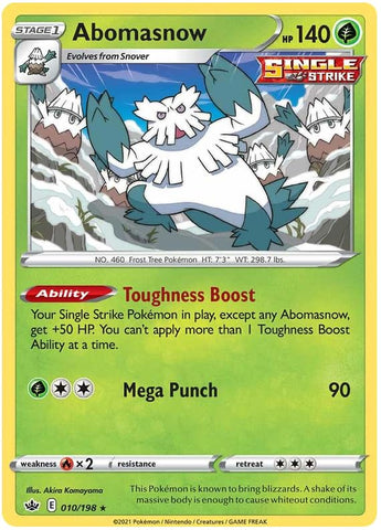 Abomasnow - 010/198 - Rare - Reverse Holo - Sword & Shield - Chilling Reign