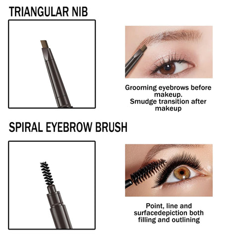 Generic Eyebrow Pencil, Waterproof, Long-lasting, Professional Eyebrow Shaping and Filling Pencil for Women Eye-Makeup; ?3-in-1?Eyebrow Pencil *3; Dark Brown #-0405034