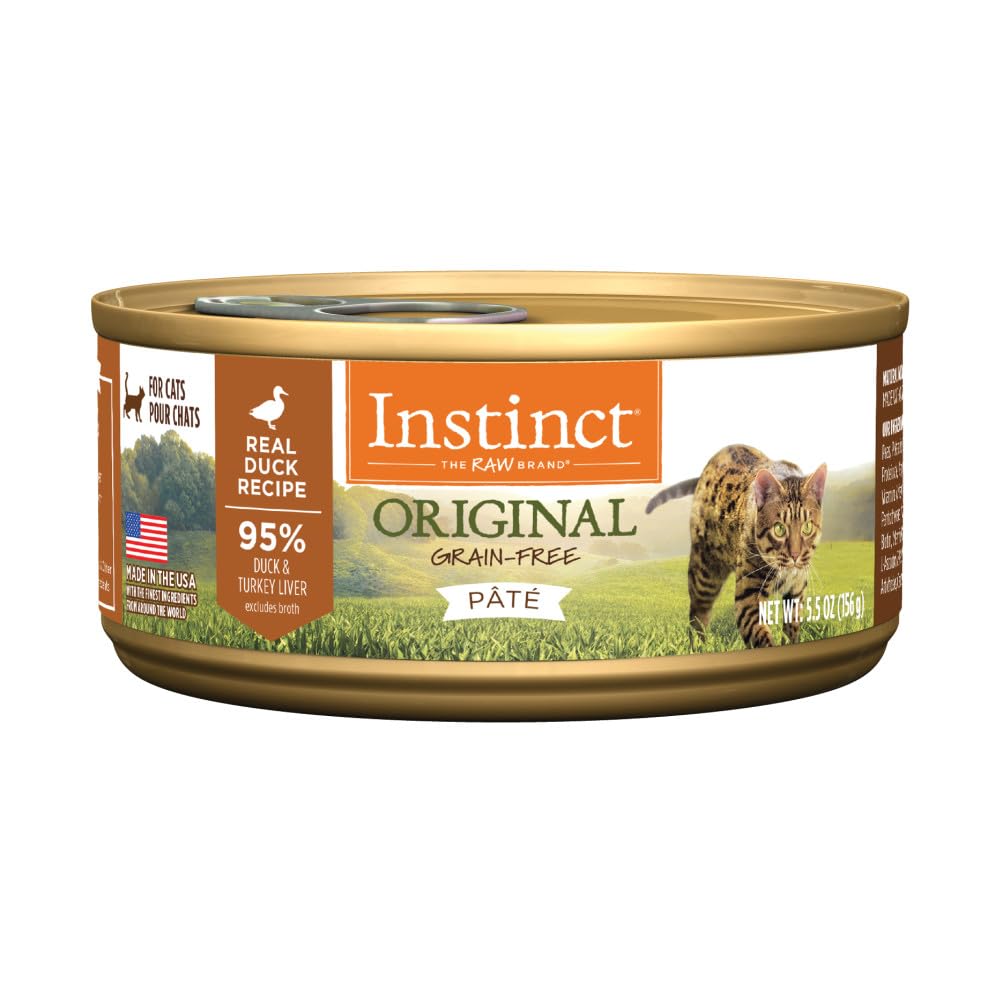 Instinct Original Grain Free Real Duck Recipe Natural Wet Canned Cat Food, 5.5 oz. Can, pack of 12