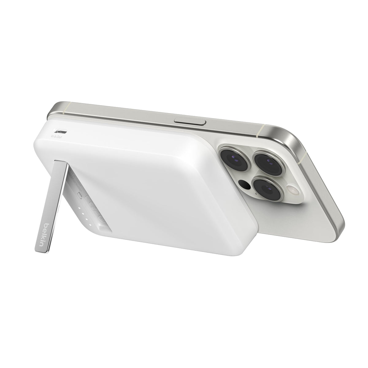 Belkin BoostCharge Pro Wireless Power Bank 8K w/ Qi2, MagSafe Compatible + Built-in Pop-up Kickstand - Compatible w/iPhone 15, 15 Plus, 15 Pro, 15 Pro Max, iPhone 14, and More - White