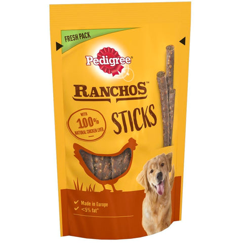 Pedigree Ranchos Sticks - Dog Treats - for Adult Dogs - with Chicken - 10 x 60 g