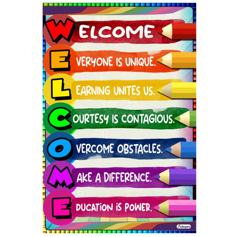 Welcome Classroom Poster - Class Rules Poster for Preschool, Kindergarten, Elementary, Middle & High School - Poster for Classroom Door Decorations, Teachers Supplies, Educational Posters 16''x24''