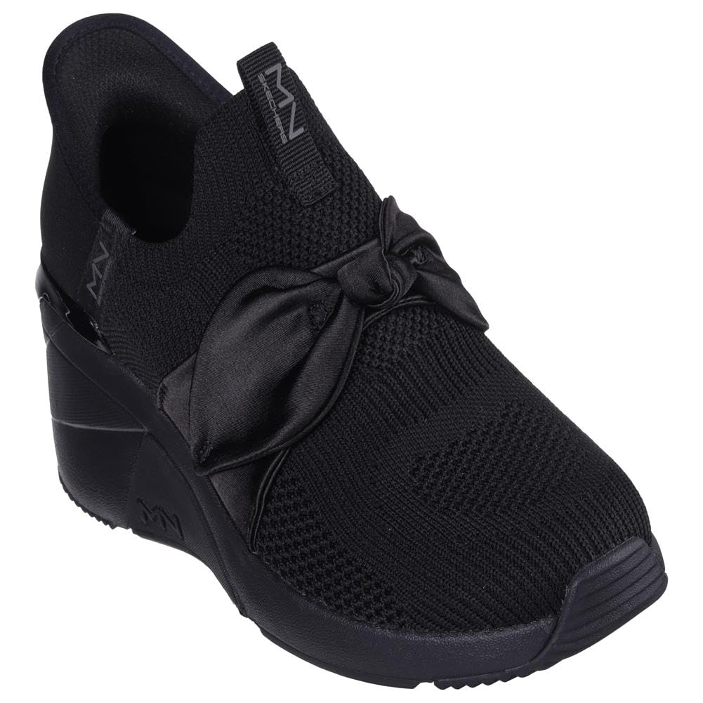 Skechers Women's A Wedge-ENZIE Hands Free Slip-Ins Sneaker, Black/Black, 6.5