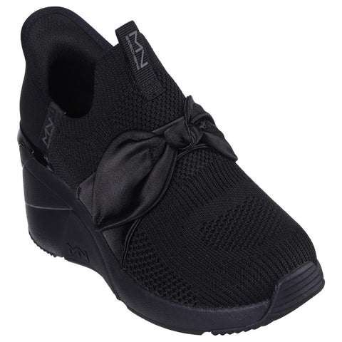Skechers Women's A Wedge-ENZIE Hands Free Slip-Ins Sneaker, Black/Black, 6.5