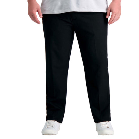 Haggar Men's Cool Right Performance Flex Straight Fit Flat Front Pant-reg. and Big & Tall, Black-BT, 46x32