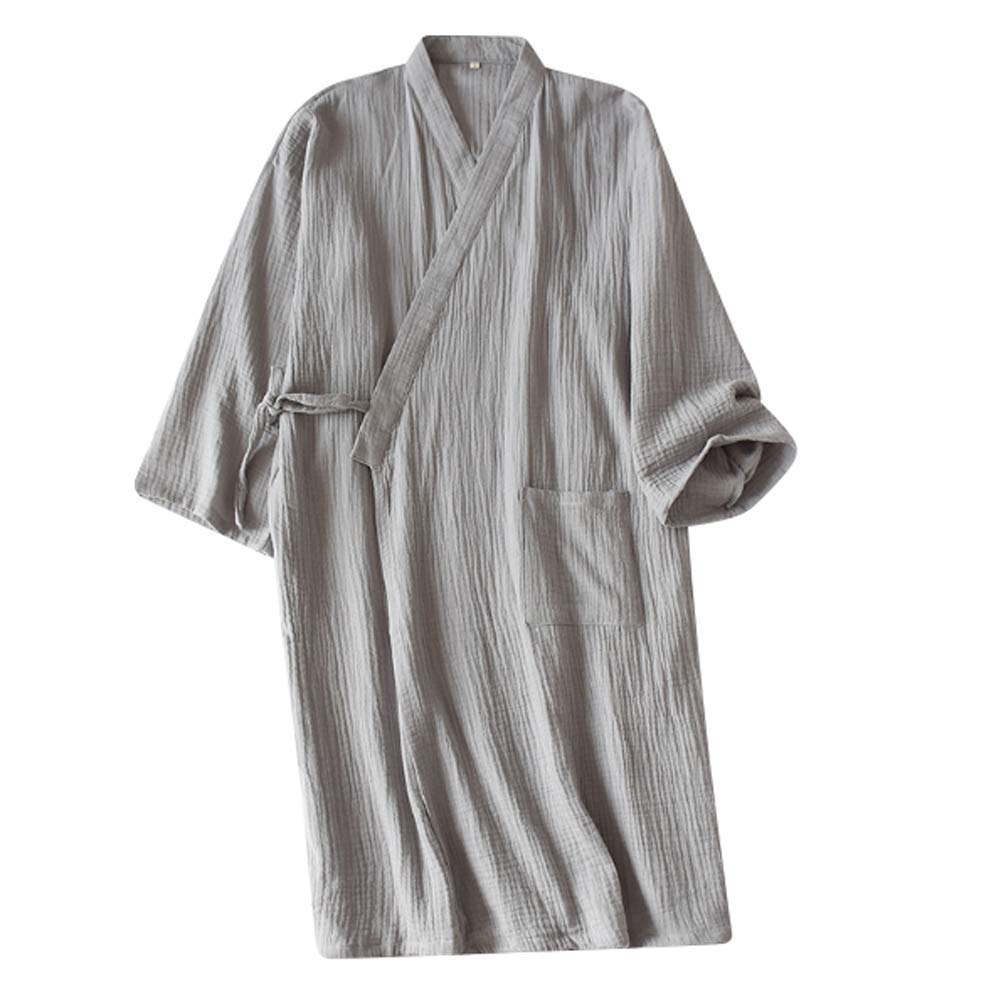 Dressing Gown Pyjamas for Men Japanese Kimono Bathrobe Yukata Lightweight Sleepwear Robe Soft Cotton Nightgown Nightwear Towelling Bathrobe Japanese Clothing Tub Robe Comfy Lounge Robe for Hotel Home