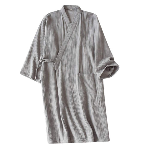 Dressing Gown Pyjamas for Men Japanese Kimono Bathrobe Yukata Lightweight Sleepwear Robe Soft Cotton Nightgown Nightwear Towelling Bathrobe Japanese Clothing Tub Robe Comfy Lounge Robe for Hotel Home