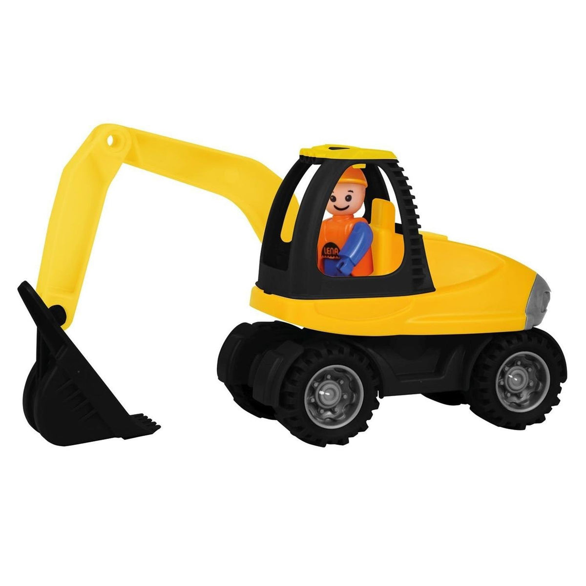 Lena 01621 Truckies, Sturdy Construction Approx. 25 cm,Small Toy, Shovel Excavator 2 Years, Robust Vehicle for Sandbox, Beach and Children's Room