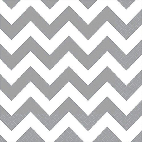 Amscan Chevron Beverage Napkins, Frosty White Party Supplies, One Size