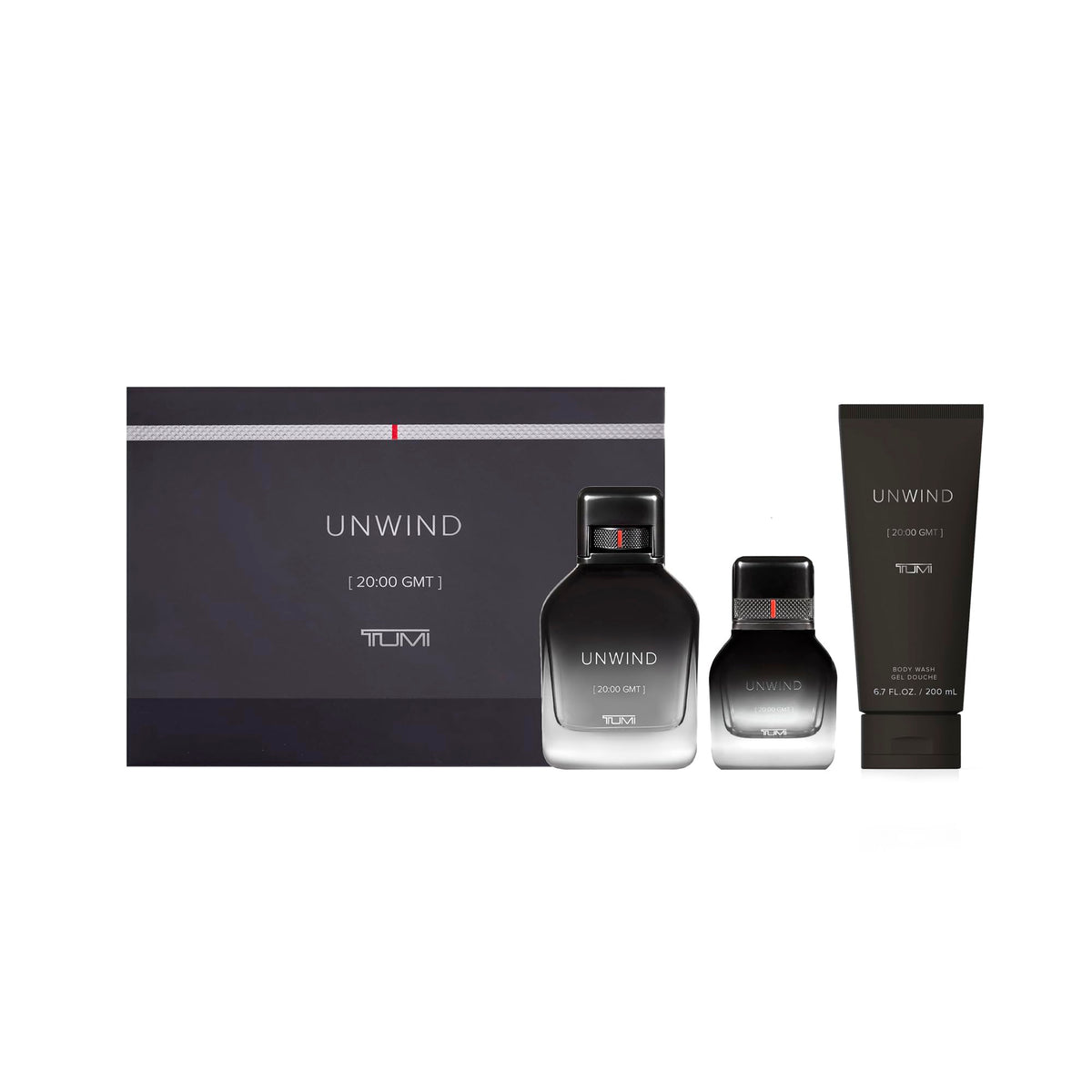 TUMI UNWIND [20:00 GMT] Gift Set - Warm Cologne & Body Wash for Men - 3.4 oz & 1.0 oz Eau de Parfum, 6.7 oz Body Wash