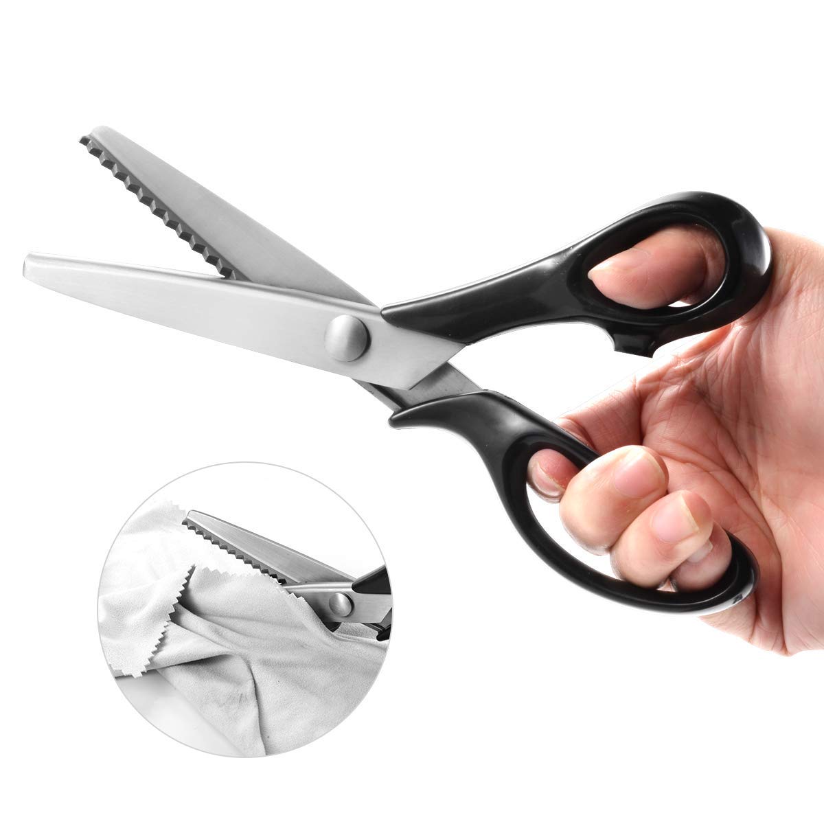 KimDaro Pinking Shears Set, 9.2 Inches Handled Professional Stainless Steel Dressmaking Sewing Craft Scissors Zig Zag Scissors (Serrated, 3mm)