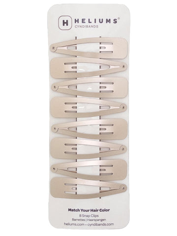 Heliums Large Snap Clips, Ash Blonde Metal 6.8cm Hair Barrettes for Women, Metallic Finish Blends with Hair Color - 8 Count