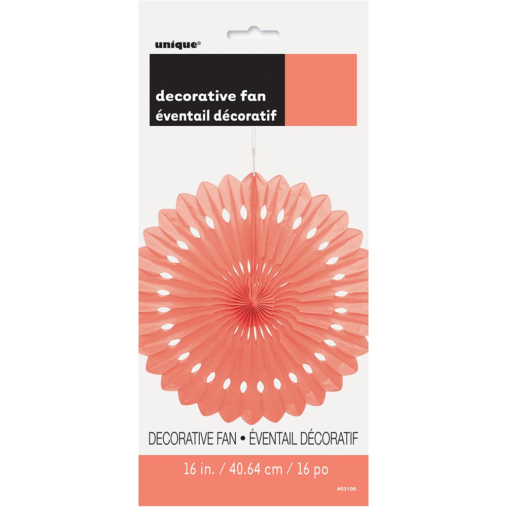 16" Coral Tissue Paper Fan Decoration