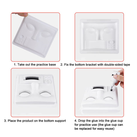 Eyelash Extension Practice Tray, 10 Pcs Eyelash Extension Mannequin Head Three in One Practice Eyelash Grafting Face Bottom Support Display Board for Eyelash Extensions Beginners