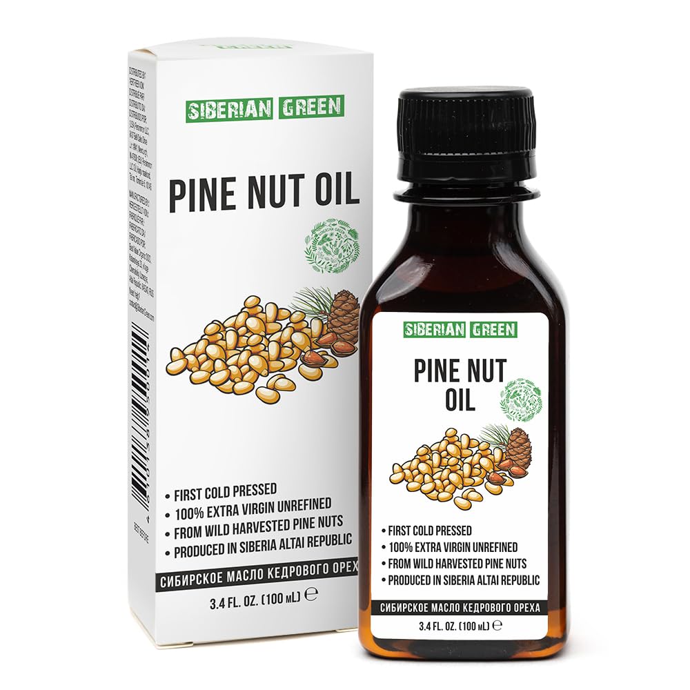 Siberian Pine Nut Oil | 100% Natural Extra Virgin Cold Pressed 100 ml / 3.4 fl oz | Unrefined Raw No-GMO Vegan | Exclusive Healthy Diet Food Grade