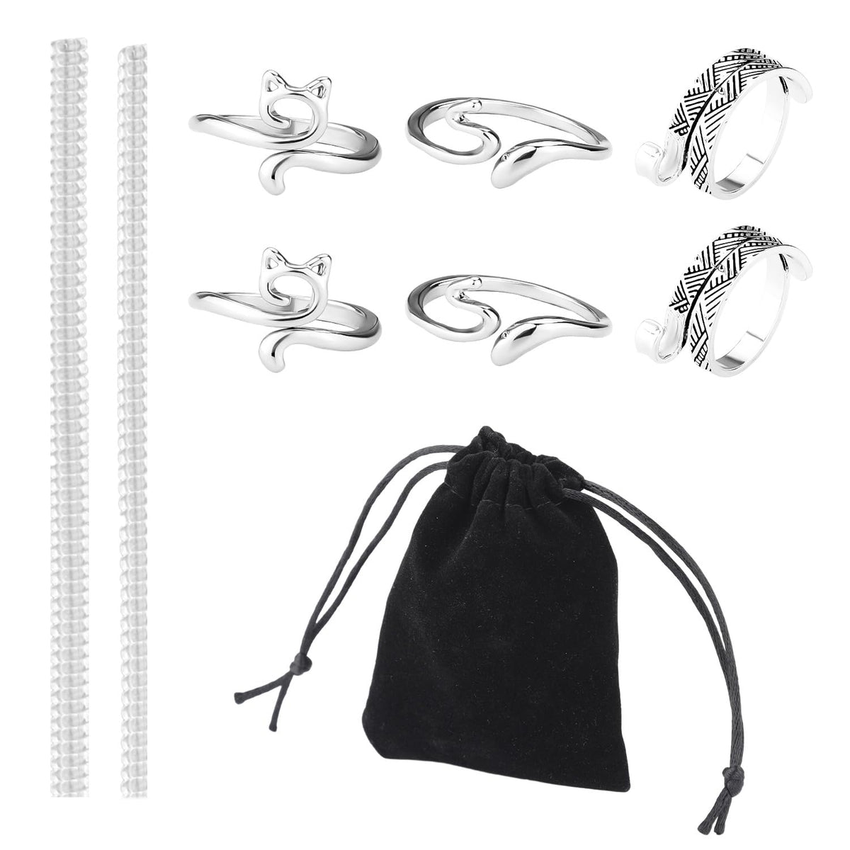 6pcs Crochet Ring, Adjustable Knitting Loop Crochet Ring Open Design Crochet Yarn Tension Ring Crochet Guide Ring for Faster Knitting Women Gift (Silver)
