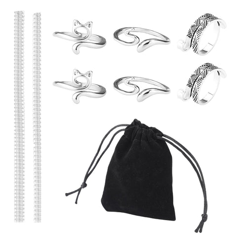 6pcs Crochet Ring, Adjustable Knitting Loop Crochet Ring Open Design Crochet Yarn Tension Ring Crochet Guide Ring for Faster Knitting Women Gift (Silver)