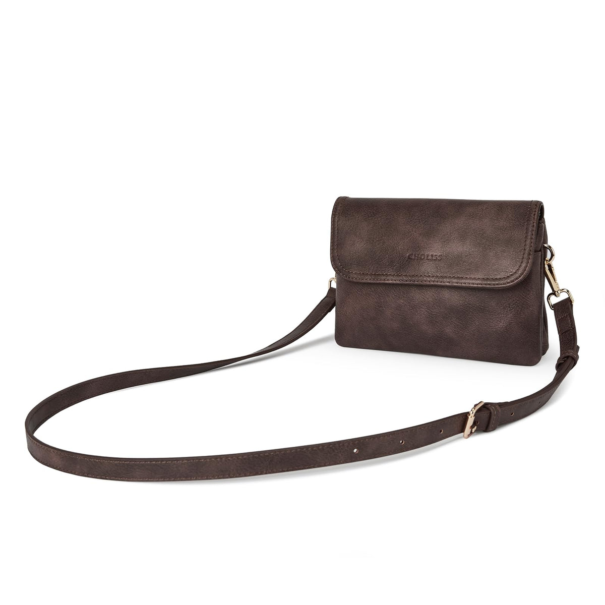 CHOLISS Small Crossbody Purses for Women, Leather Cell Phone Crossbody Bags, Mini Travel Purse with Adjustable Strap, Coffee
