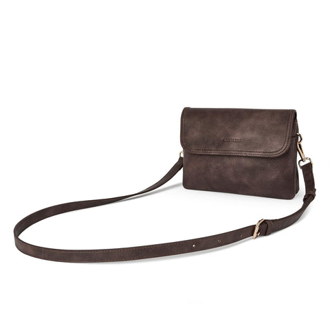 CHOLISS Small Crossbody Purses for Women, Leather Cell Phone Crossbody Bags, Mini Travel Purse with Adjustable Strap, Coffee