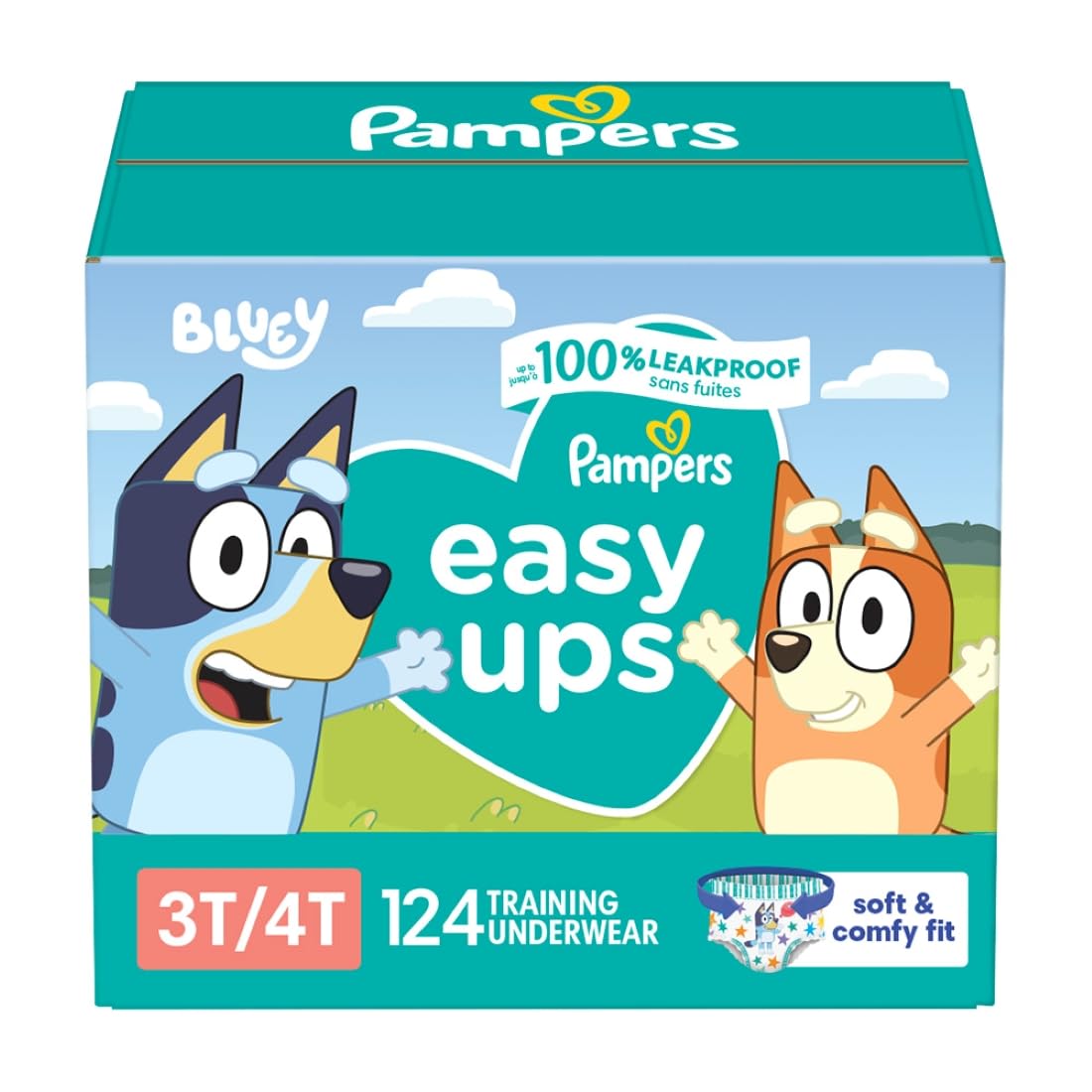 Pampers Easy Ups Boys & Girls Potty Training Pants - Size 3T-4T, One Month Supply (124 Count), Training Underwear