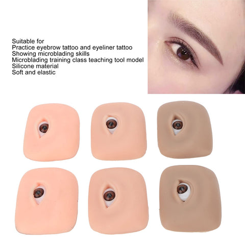 Eye Practice Skin, 3 Pairs 3D Silicone Fake Eye Practice Skin Makeup Face Board Microblading Supplies Eyebrow Eyeliner Practice Skin for Beginners and Makeup Artists Students