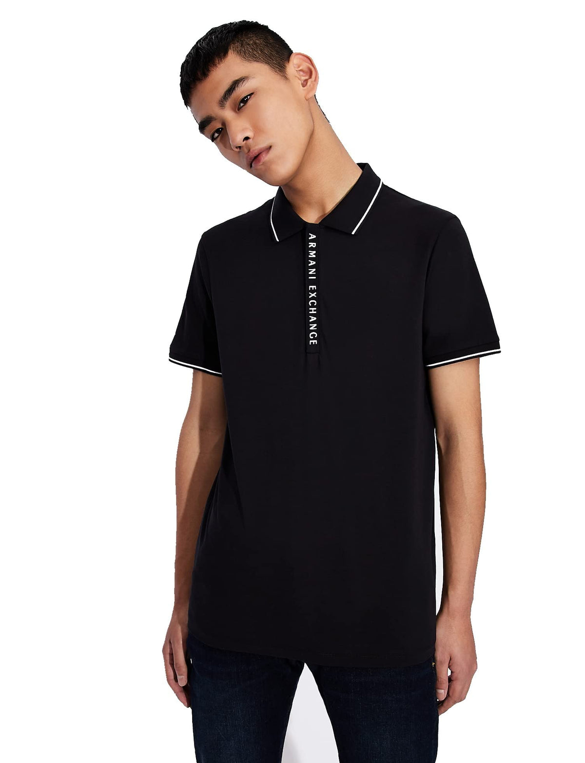 Armani Exchange Men's Hidden Buttons, Stretch Cotton Polo Shirt, Blue (Navy 1510), XX-Large